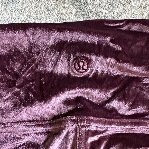 Lululemon size 12 wunder lounge HR tight plum colored, crushed velour - Picture 5 of 6